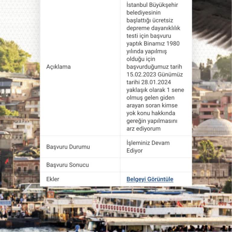 İBB - İstanbul Büyükşehir Belediyesi İstanbul'da Bekleyen Bina Sağlamlık Testi Talebi