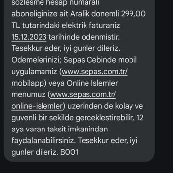 Sepaş Enerji Faturaları Yanlış Numaraya Gönderiyor.
