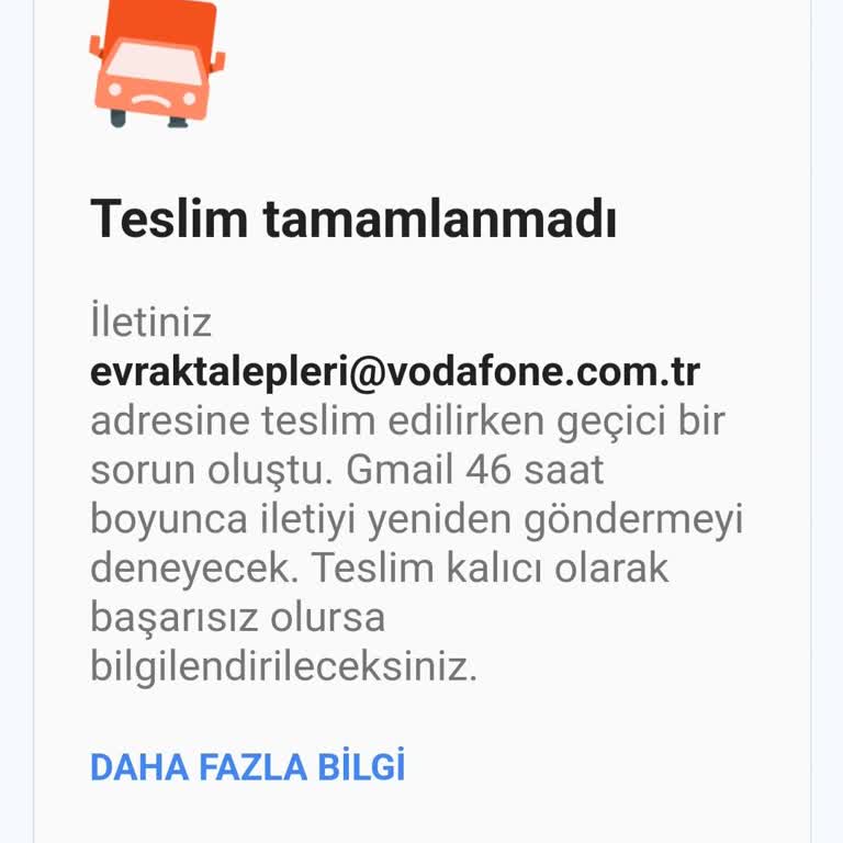 Vodafone Mail Gönderilmesinde Sorun Yaşanıyor