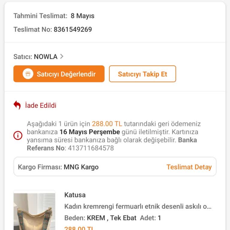 Trendyol Para İadesini Eksik Yatırmış.