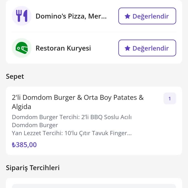 GetirYemek Getir İle Domino's Menüleri Karmaşası
