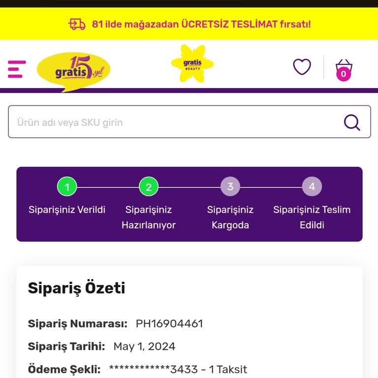 Gratis Teslim Edilmeyen Ürünler
