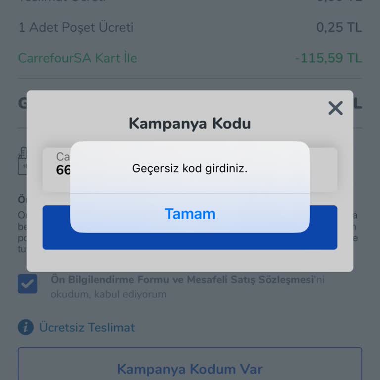 Carrefour SA Kampanya Kodu Hatası