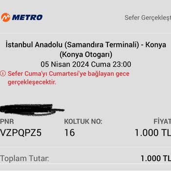 Metro Turizm Para İadesi Yapmıyor