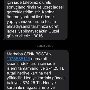 Boyner Yırtık Ürün Gönderildi Ve Eksik Bedel İade Edildi