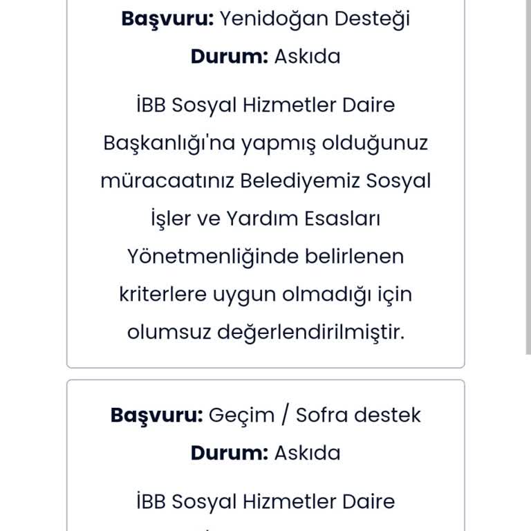 İBB - İstanbul Büyükşehir Belediyesi Yeni Doğan Paketi Başvurum Reddedildi!