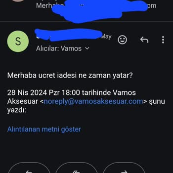 Vamos Accessorize Ücret İadem Yapılmadı