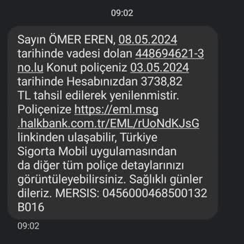 Halkbank'ın Konut Sigorta Poliçemi İptal Etmesini İstiyorum.