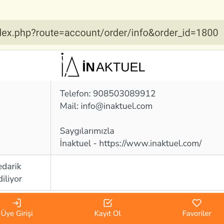inaktuel.com 11 Gündür Gelmeyen Sipariş Ve Mağduriyetim