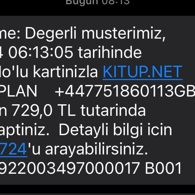 Kitup Bilgim Dışında 729 TL Para Çekimi Yapmıştır
