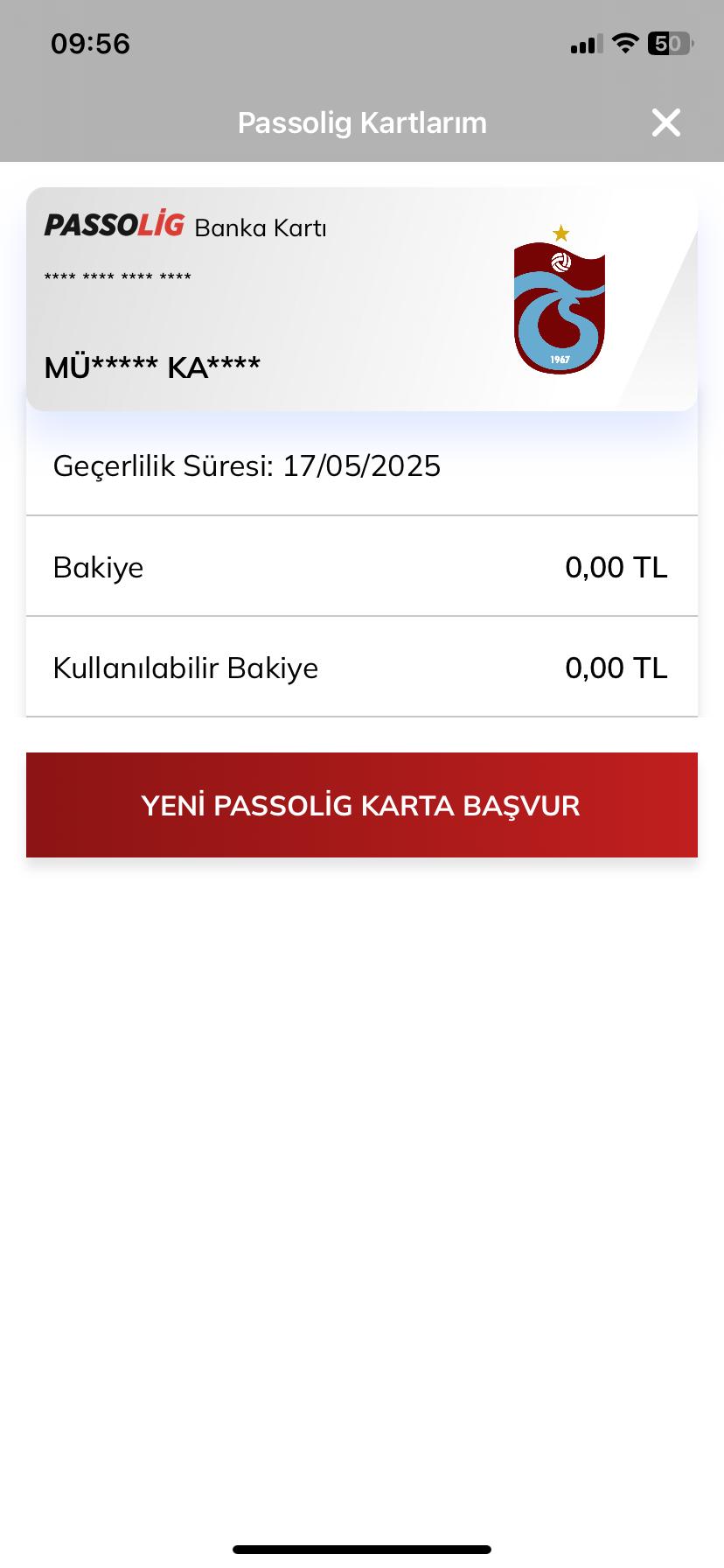 Trabzonspor Passolig Başvuru Yaptım Kart Numaramı Öğrenmek