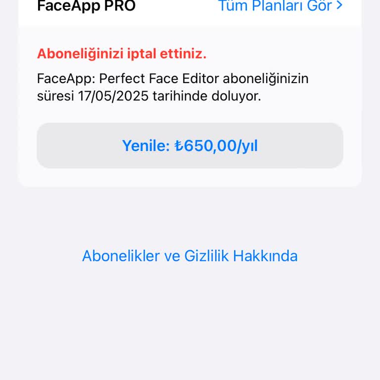 Faceapp Ücret İadesi Talebi
