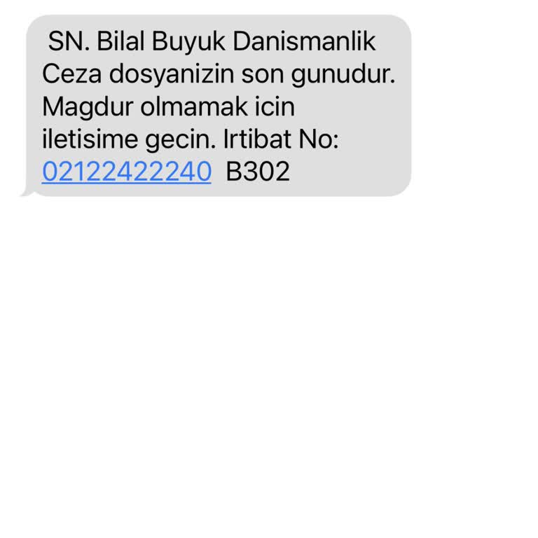 ERESTA (SMS) Rahatsız Edici Asılsız Suçlama Mesajı