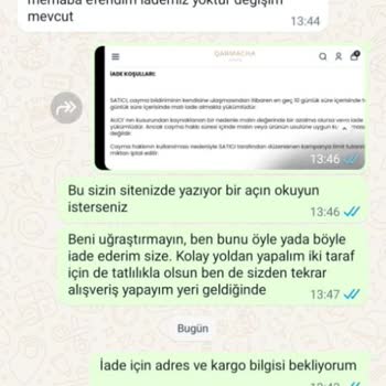 Qarmacha Mağaza İade Kabul Etmiyor