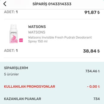 Watsons Yanlış Ürün Gönderimi
