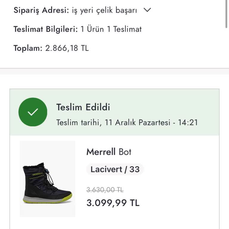 Merrell Footwear Waterproof Kar Botu Hayal Kırıklığı