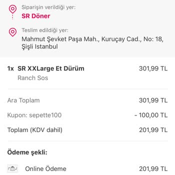 Sr Döner Yanlış Sipariş Yemek Sepeti Canlı Destek Yanlış Bilgilendirme