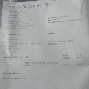 Kar Motor (Rize) Ürünü İade Edeceğim