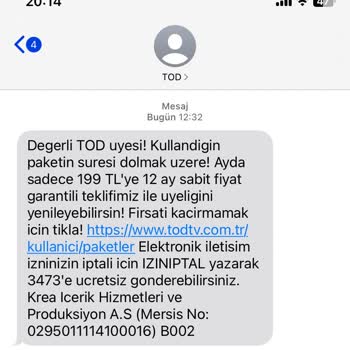 TOD Tv Tod Yanıltıcı Üyelik Yenileme Kampanyası