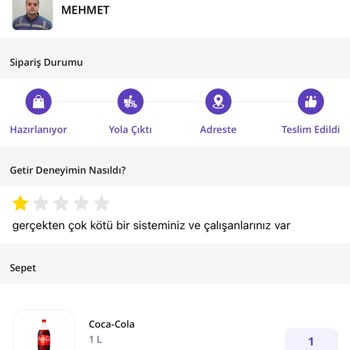 Getir Siparişi Teslim Edildi Gösteriyor Sipariş Teslim Edilmedi
