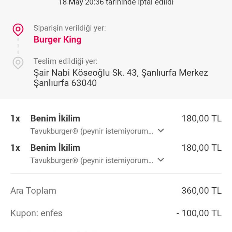 Yemek Sepeti Ürün Gelmemesi