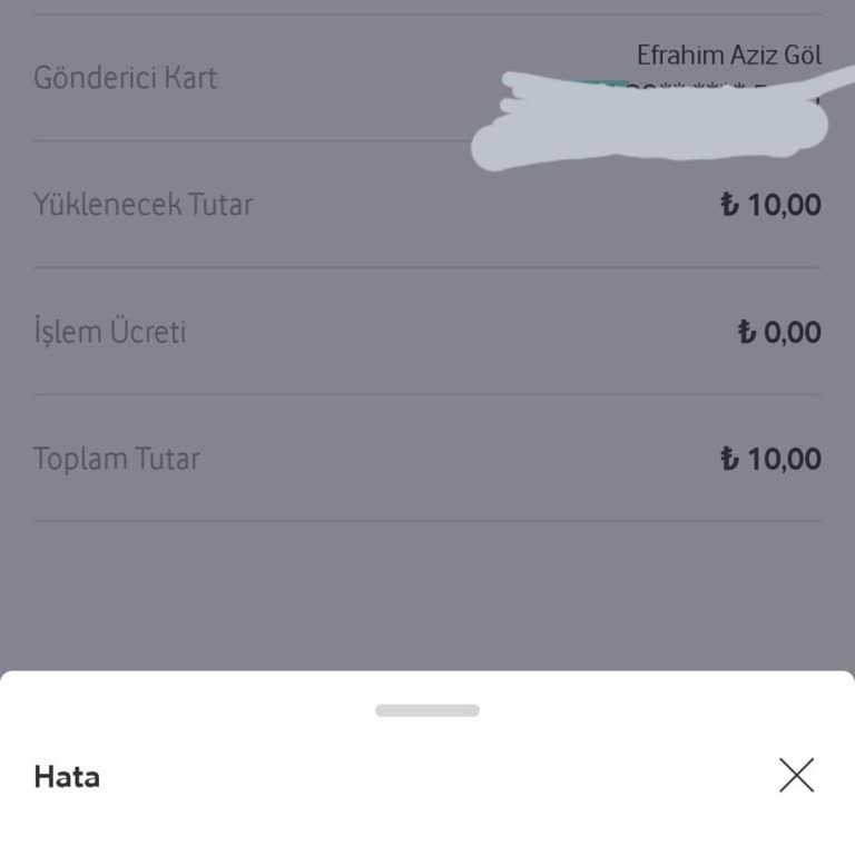 Vodafone Pay Cüzdana Para Yükleyememe Hatası