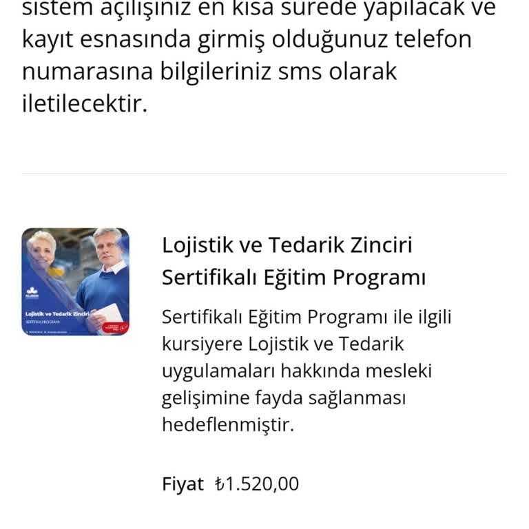 Kırklareli Üniversitesi Sürekli Eğitim Merkezi (KLUSEM) Lojistik Eğitim Üyeliğim Aktif Edilmedi