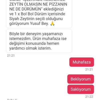 PizzaLazza Yanlış Ürün Gönderip Değişim Sağlamıyor!