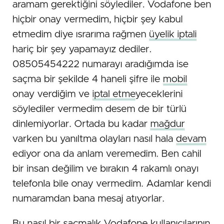 08505454222 Vodafone İş Birliği İle Haksız Para Talebi