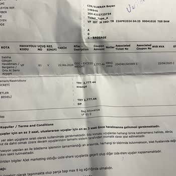 AJet (Anadolu Jet) Haksız Valiz Ücreti