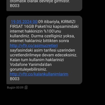 Vodafone İnternet Bitmeden Yüksek Fiyatlı Ek Paket Yapması