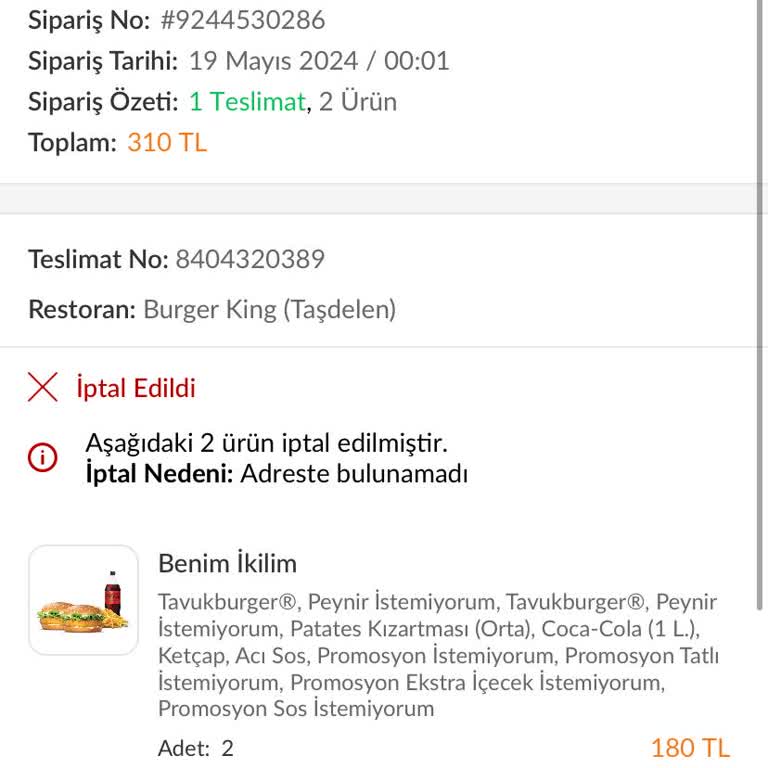 Trendyol Yemek Siparişim Adresime Teslim Edilmedi