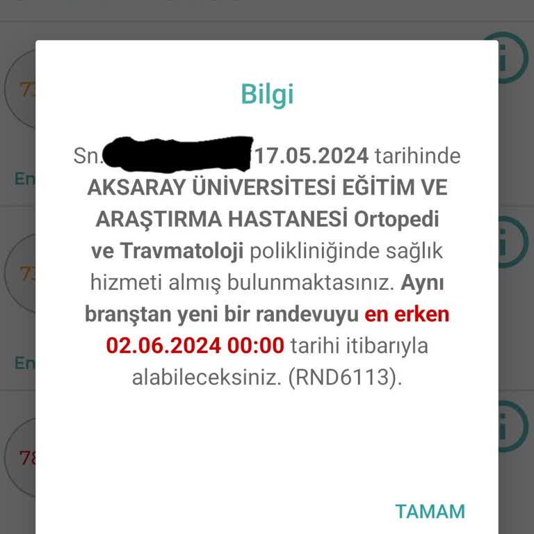 MHRS - 182 Test Sonucu Randevusu