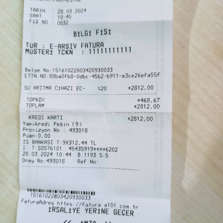 A101 Şu Arıtma Cihazı İadesi