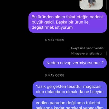 Kesaa Design Ürün Büyük Geldi Mesajlarıma Cevap Vermiyorlar