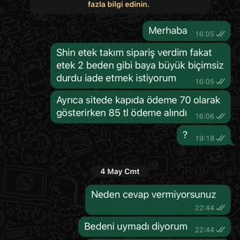 Kesaa Design Ürün Büyük Geldi Mesajlarıma Cevap Vermiyorlar