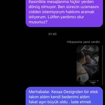 Kesaa Design Ürün Büyük Geldi Mesajlarıma Cevap Vermiyorlar