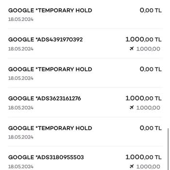 Google AdSense Google Tarafından Yapılan Şüpheli 1000'er Liralık Şüpheli İşlem.
