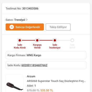Trendyol İnternet Alışverişi İade