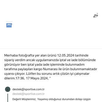 Sportive Kargo Takip No Geçersiz