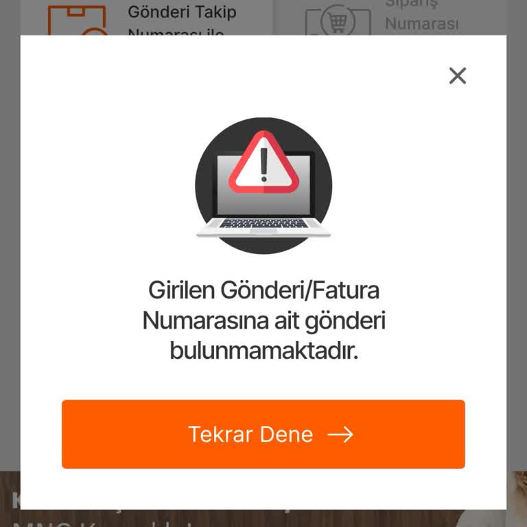 MNG Kargo Kargo Kodu Geçersiz Uyarısı