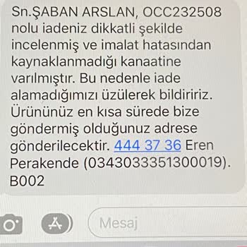 Occasion Alışveriş Sitesinde Yaşanan İade Problemi