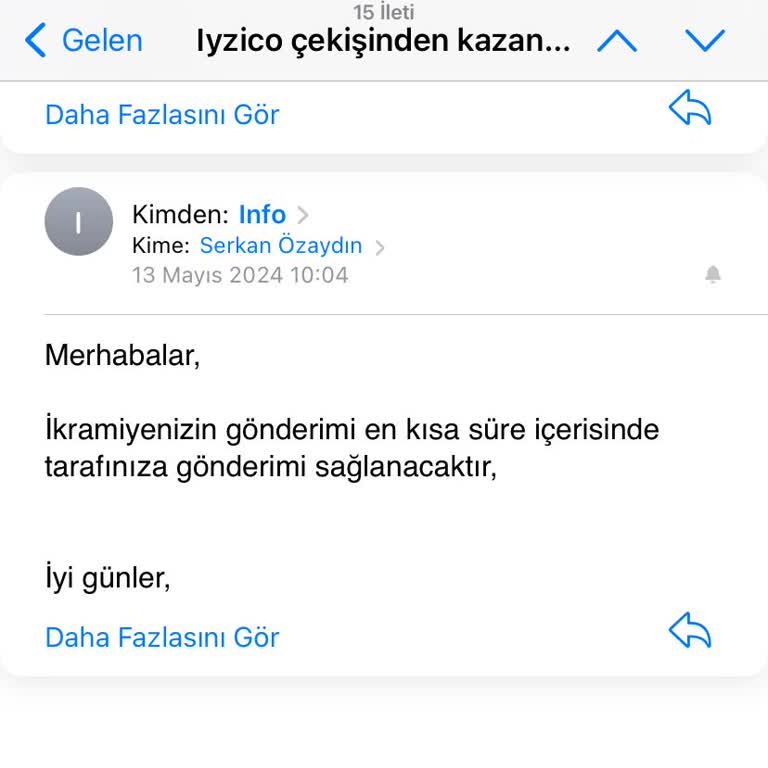 U2 Tanıtım ve Promosyon Iyzico Çekilişinden Kazandığım İphone 15 Gönderilmiyor