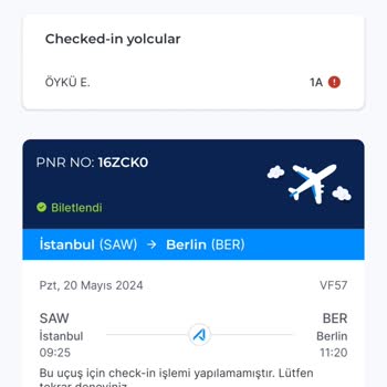 AJet (Anadolu Jet) Web Sitesi Ve Uygulama Üzerinden Check-in Yapılamıyor!