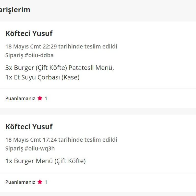 Köfteci Yusuf Şubesi Eksik Ve Yanık Yemek Gönderiyor.