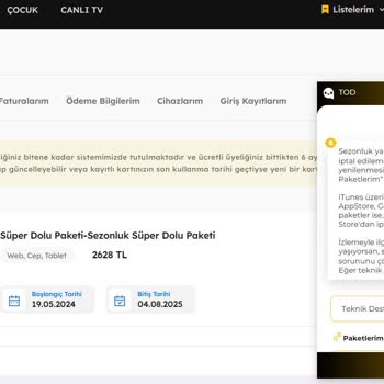 TOD Tv Tod Üyeliği İptal Edilememesi