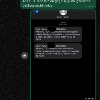 Dilan Polat Estetik Arnavutköy'deki Güzellik Merkezi Hizmet Şikayeti