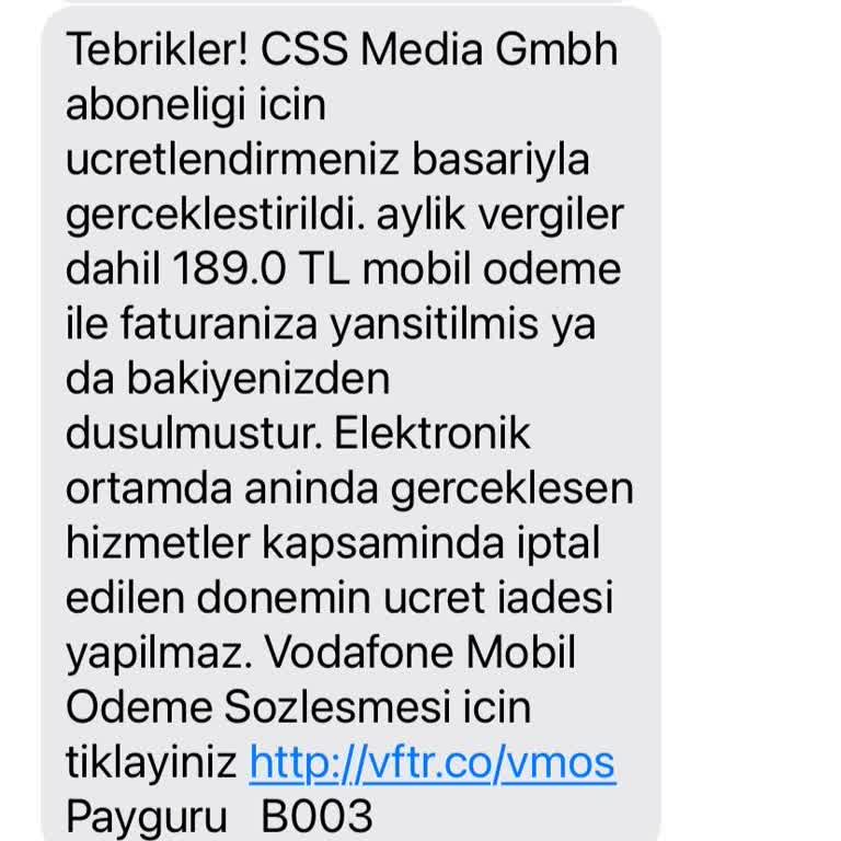 Vodafone Css Media Gmbh Abonelik İptali