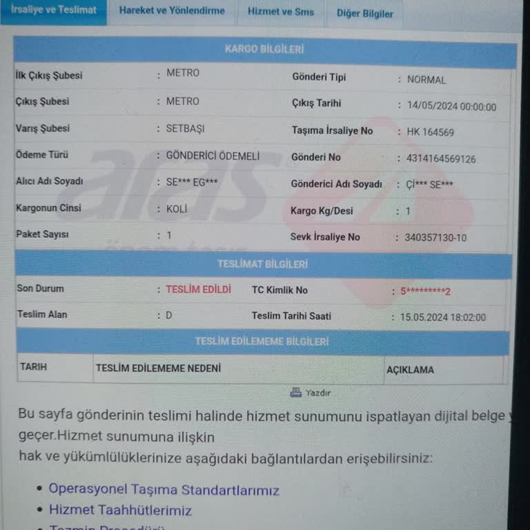 Aras Kargo Ulaştırılmayan Kargo Sorunu