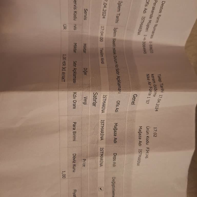 Ist Marina/ Sneaks Up Mağazasından Alınan Nike Marka Ayakkabı Hakkında